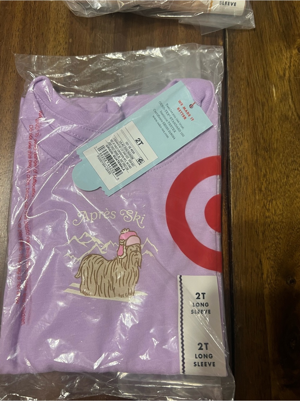 NWT 2T ⛷️Cat & Jack Light Pink Long-Sleeve Tee with Gold Chest Graphic
